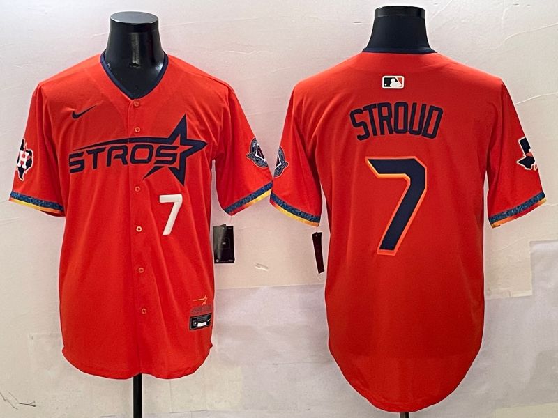 Men Houston Astros #7 Stroud Orange Fourth generation Joint Name Nike 2025 MLB Jersey style 3